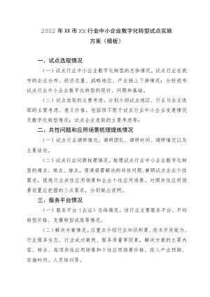 2022XX市XX行业中小企业数字化转型试点实施方案.docx
