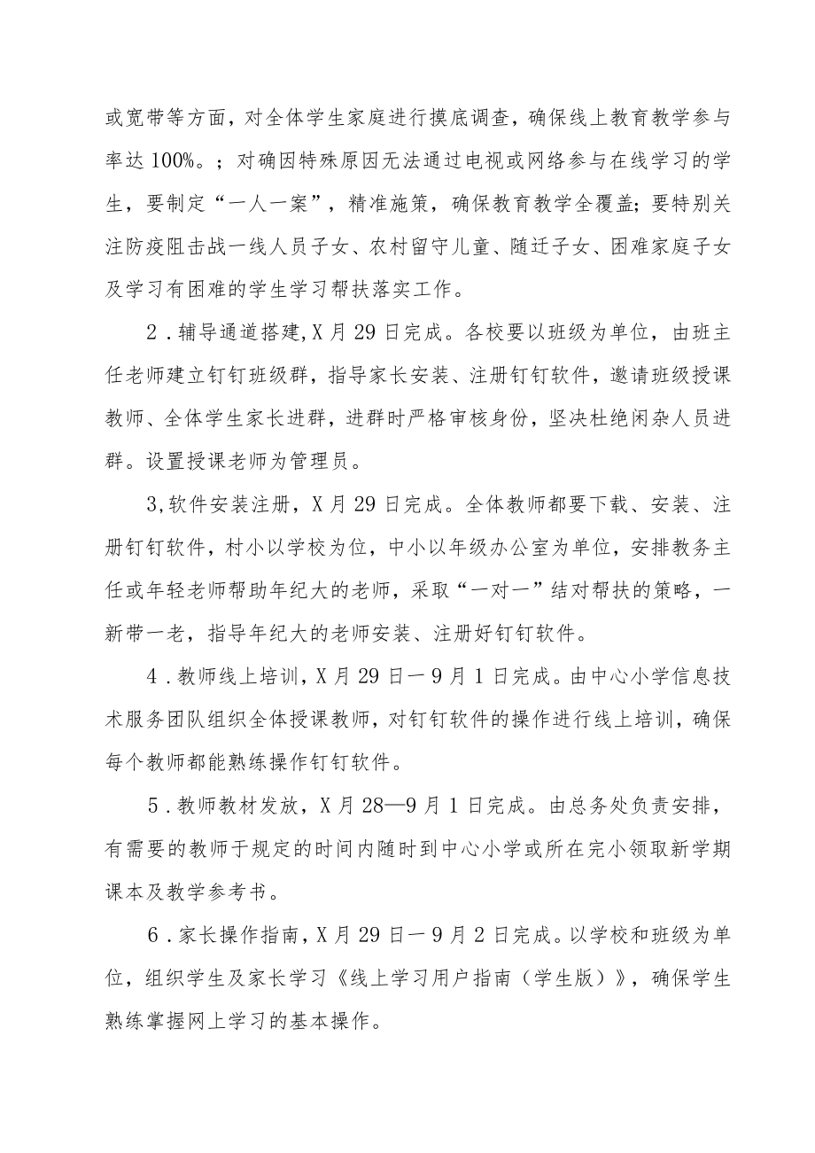 2022季学期小学疫情防控期间线上教育教学工作方案三篇.docx_第3页
