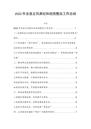 2022全县正风肃纪和巡视整改工作总结.docx