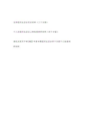 2022党员干部个人在支部组织生活会上检视剖析发言材料3篇.docx