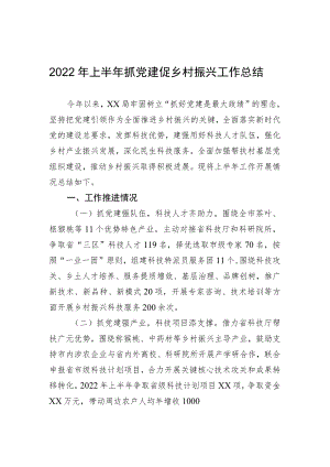 2022上半抓党建促乡村振兴工作总结.docx