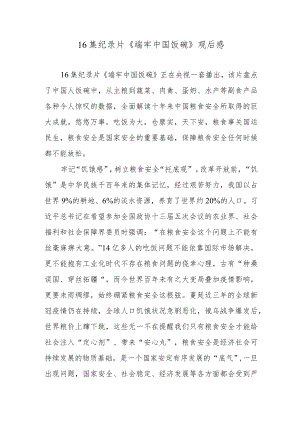 16集纪录片《端牢中国饭碗》观后感.docx