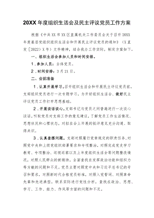 组织生活会及民主评议党员工作方案.docx