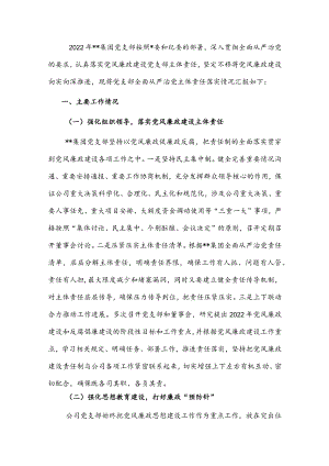 2022国企全面从严治党主体责任落实情况自查报告.docx