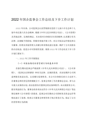 2022国企监事会工作总结及下步工作计划.docx
