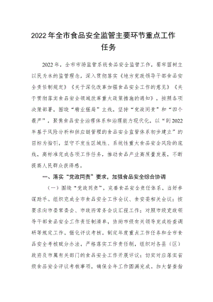 2022全市食品安全监管主要环节重点工作任务.docx