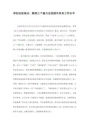 学校经验做法：聚焦三个着力 全面提升美育工作水平.docx