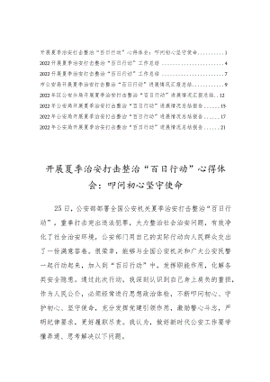2022开展夏季治安打击整治”百日行动“进展情况总结报告及心得体会（8篇）.docx