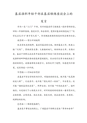 基层挂职轻干部在基层锻炼座谈会上的发言.docx