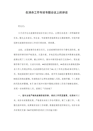 在消杀工作专班专题会议上的讲话.docx