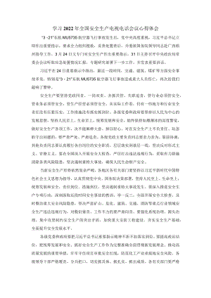学习2022全国安全生产电视电话会议心得体会二.docx