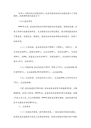 基层政法队伍建设情况专题调研报告.docx