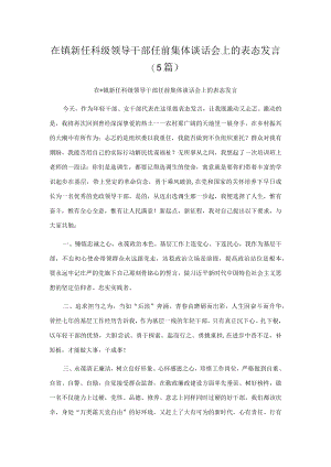 在镇新任科级领导干部任前集体谈话会上的表态发言（5篇）.docx
