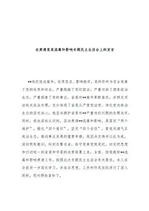 在肃清某某流毒和影响专题民主生活会上的发言.docx