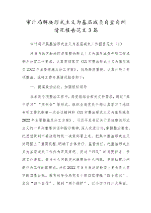审计局解决形式主义为基层减负自查自纠情况报告范文3篇.docx