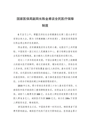 国家医保局副局长陈金甫谈全民医疗保障制度.docx