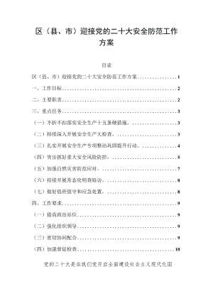 区（县、市）迎接党的二十大安全防范工作方案.docx