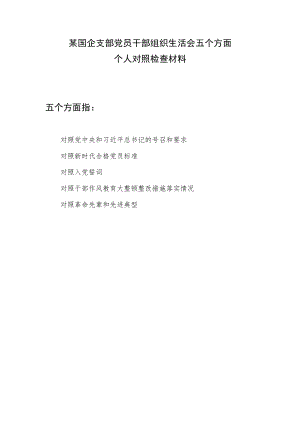 国企党员对照干部作风教育大整顿整改措施落实情况、革命先辈和先进典型五个方面组织生活会个人对照检查材料.docx