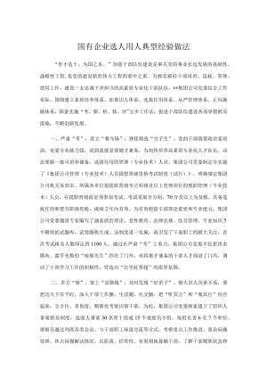 国有企业选人用人典型经验做法.docx