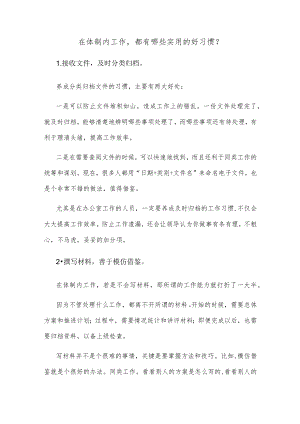 在体制内工作都有哪些实用的好习惯？.docx