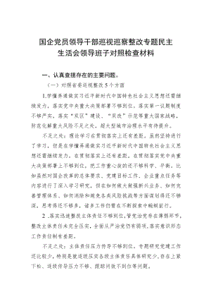 国企党员领导干部巡视巡察整改专题民主生活会领导班子对照检查材料.docx