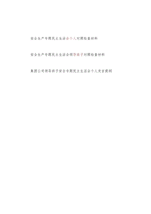 2022整理安全生产专题民主生活会领导班子及个人对照检查材料2篇.docx