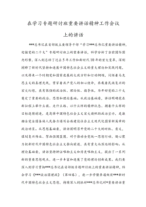 在学习专题研讨班重要讲话精神工作会议上的讲话.docx