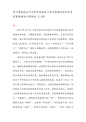 学习贯彻在辽宁沈阳市皇姑区三台子街道牡丹社区考察重要讲话心得体会（二篇）.docx