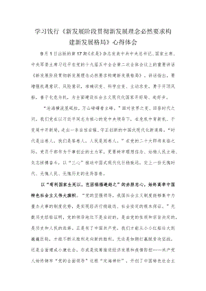 学习饯行《新发展阶段贯彻新发展理念必然要求构建新发展格局》心得体会.docx