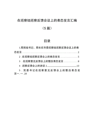 在巡察组巡察反馈会议上的表态发言汇编（5篇）.docx