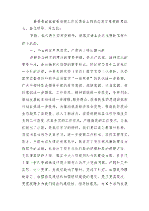 在巡视工作反馈会上的表态发言.docx