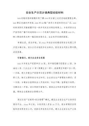 安全生产示范乡镇典型经验材料.docx