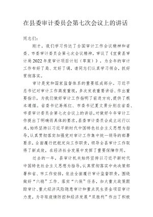 在县委审计委员会第七次会议上的讲话.docx
