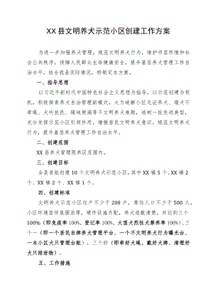 XX县文明养犬示范小区创建工作方案.docx