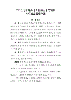 XX县电子商务进农村综合示范项目专项资金管理办法.docx