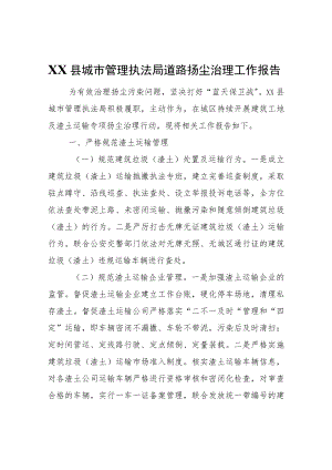XX县城市管理执法局道路扬尘治理工作报告.docx