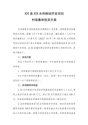 XX县XX水利枢纽开发项目村级集体投资方案.docx