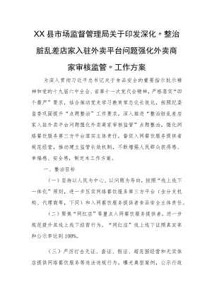 XX县市场监督管理局深化“整治脏乱差店家入驻外卖平台问题强化外卖商家审核监管”工作方案.docx