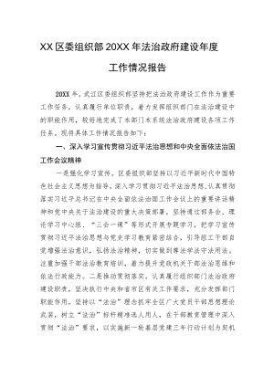 XX区委组织部20XX年法治政府建设年度工作情况报告（20220210）.docx
