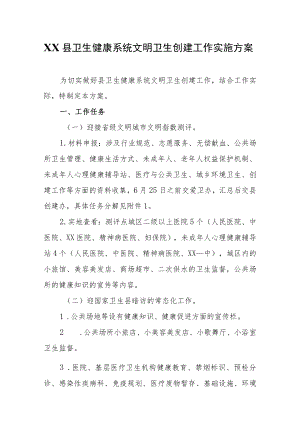 XX县卫生健康系统文明卫生创建工作实施方案.docx