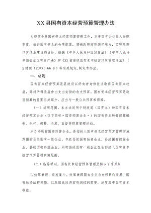XX县国有资本经营预算管理办法.docx