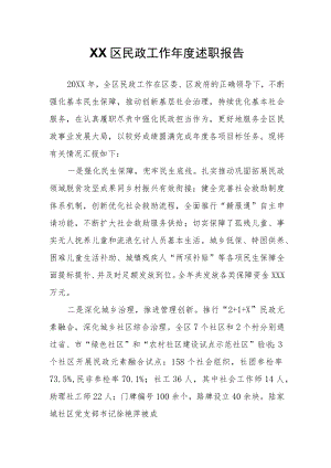XX区民政工作年度述职报告.docx