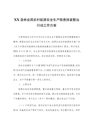 XX县林业局农村能源安全生产隐患排查整治行动工作方案.docx