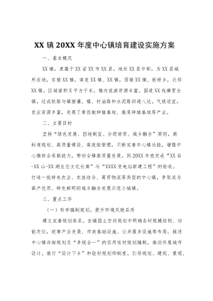 XX镇2022年度中心镇培育建设实施方案.docx