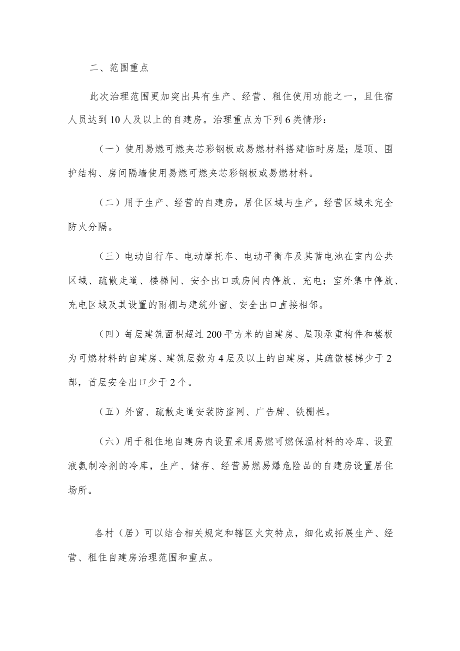 xxx乡生产经营租住村（居）民自建房重大火灾风险综合治理工作方案.docx_第2页