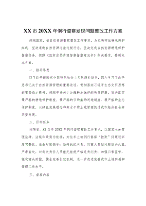XX市2020年例行督察发现问题整改工作方案.docx