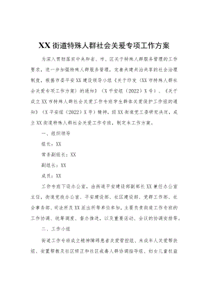 XX街道特殊人群社会关爱专项工作方案.docx