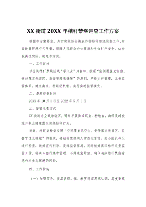 XX街道2021年秸秆禁烧巡查工作方案.docx