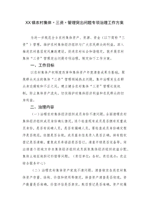 XX镇农村集体“三资”管理突出问题专项治理工作方案.docx