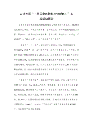 xx镇开展“下基层 察民情 解民忧 暖民心”实践活动报告.docx